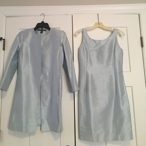 Ellen Tracy ice blue coat and dress 2p